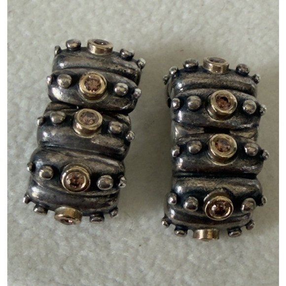 PANDORA Jewelry - ONE Clip❗️Pandora Silver & 14k Gold Brown Fusion Clip Charm With CZ, 790853BCZ